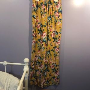 Yellow floral flow pants
